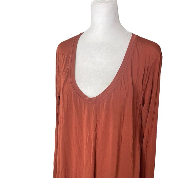 Lululemon XL Up For Down Time Long Sleeve Top Terracotta Brown Scoop Neck - Picture 3 of 10